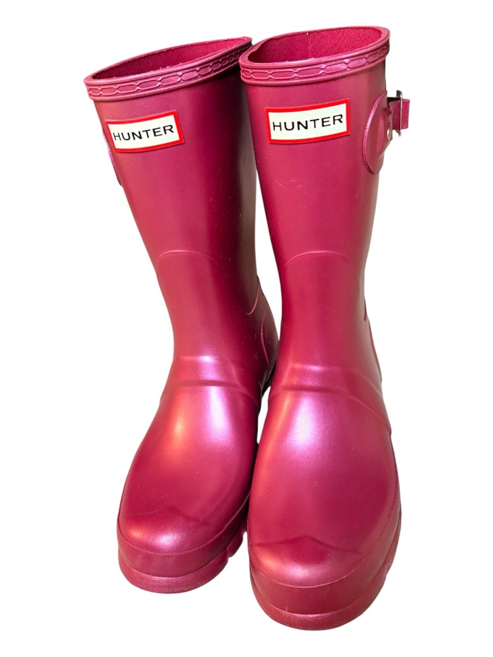 Hunter mid calf pink shimmer Rain Boots collegiate fall flannel cozy cottagecore